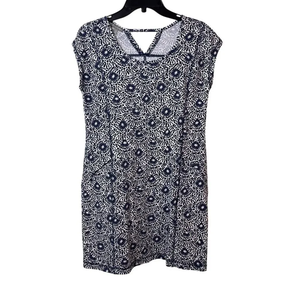 T By Talbots Womens Dress Floral Print Stretch Cotton Blend Blue White Size XS - Picture 12 of 13